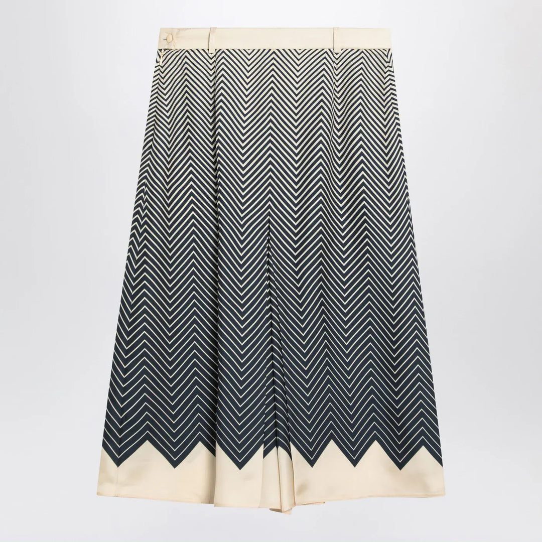 Valentino - Blue/ivory silk skirt Brand Skirts 40  IT