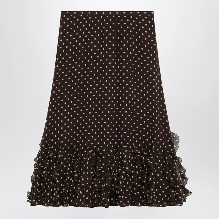 Valentino - Brown silk skirt with Plusdepois motif Brand Skirts