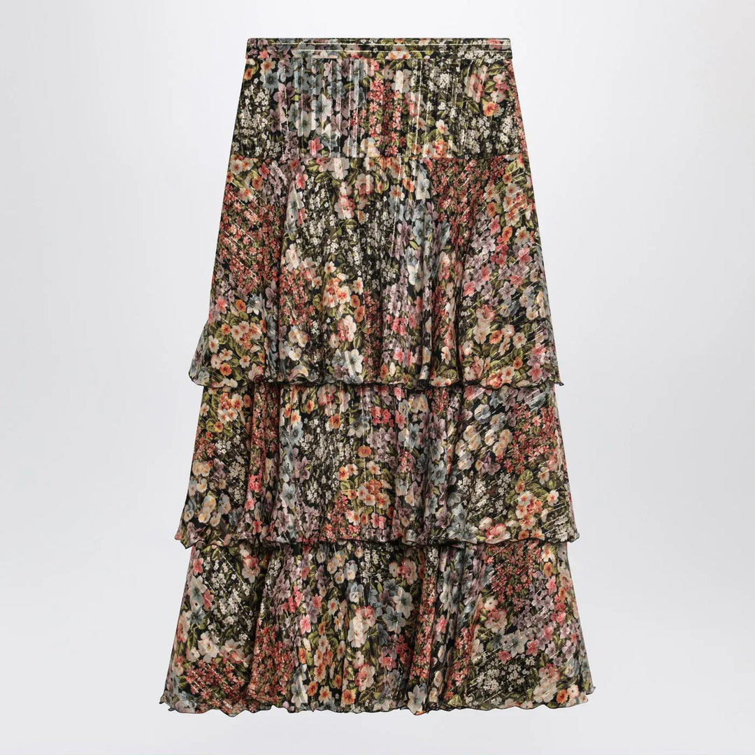 Valentino - Silk tiered skirt with floral print Brand Skirts 40  IT