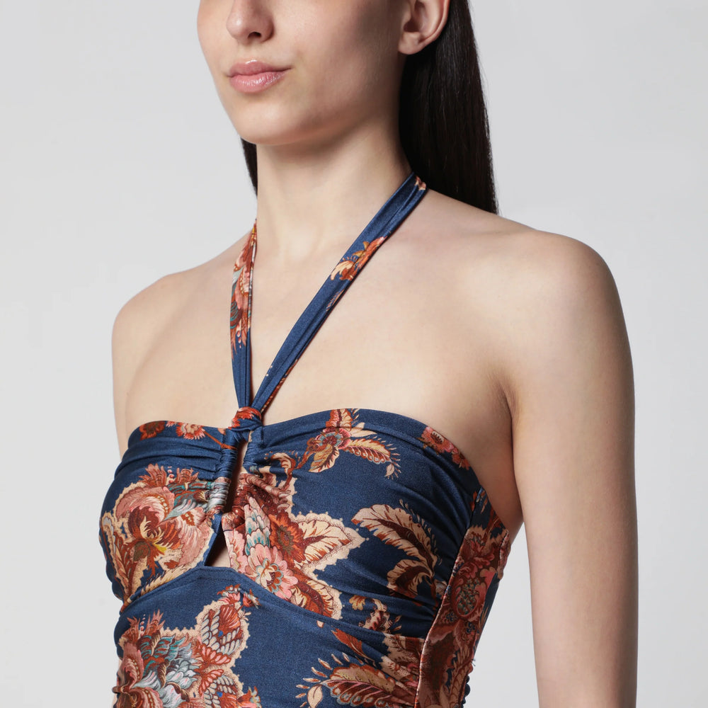 ZIMMERMANN - Aster Navy Jacobean one-piece swimsuit Brand Swimsuit
