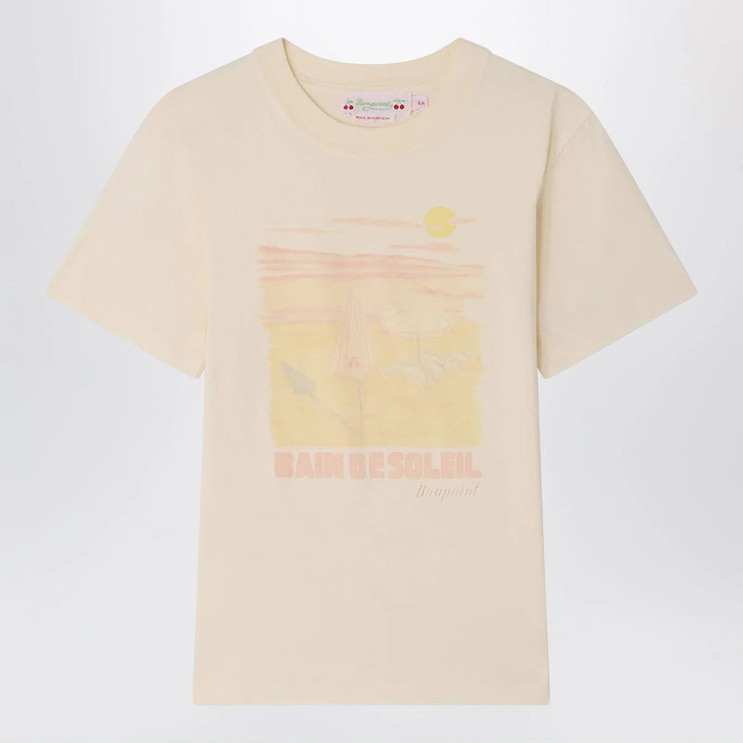 Bonpoint - Thida écru T-shirt with Bain de Soleil print Brand T-Shirt 8Y
