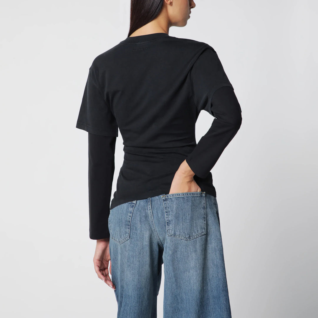 Courrèges - Black double-sleeve T-shirt Brand T-Shirt