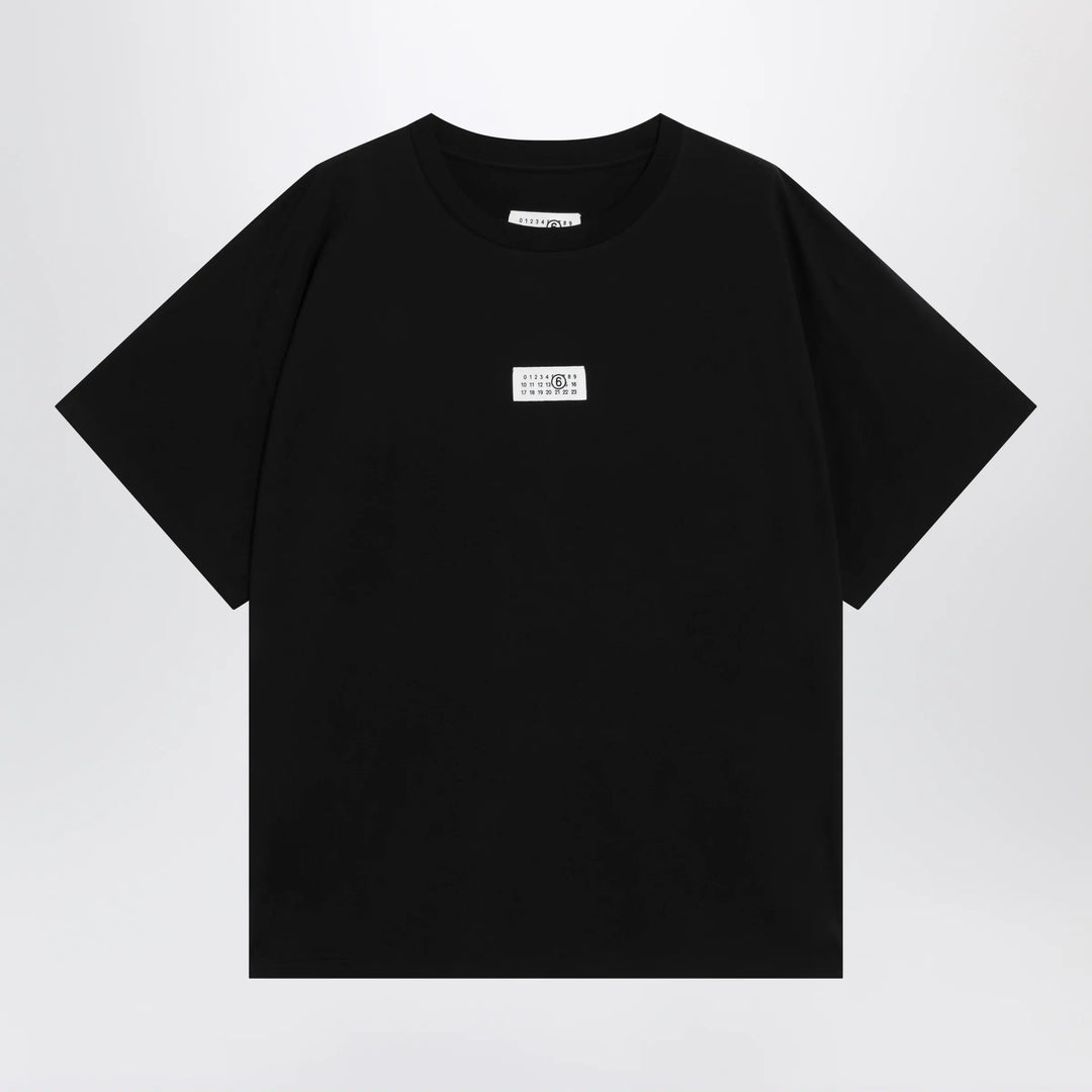 MM6 Maison Margiela - Black cotton T-shirt with Numeric logo Brand T-Shirt S