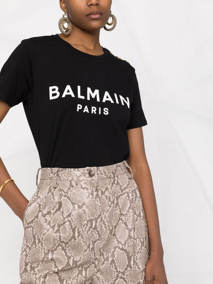 Balmain Topwear XS Balmain Cotton T-shirt Balmain Black Cotton T-shirt Brand