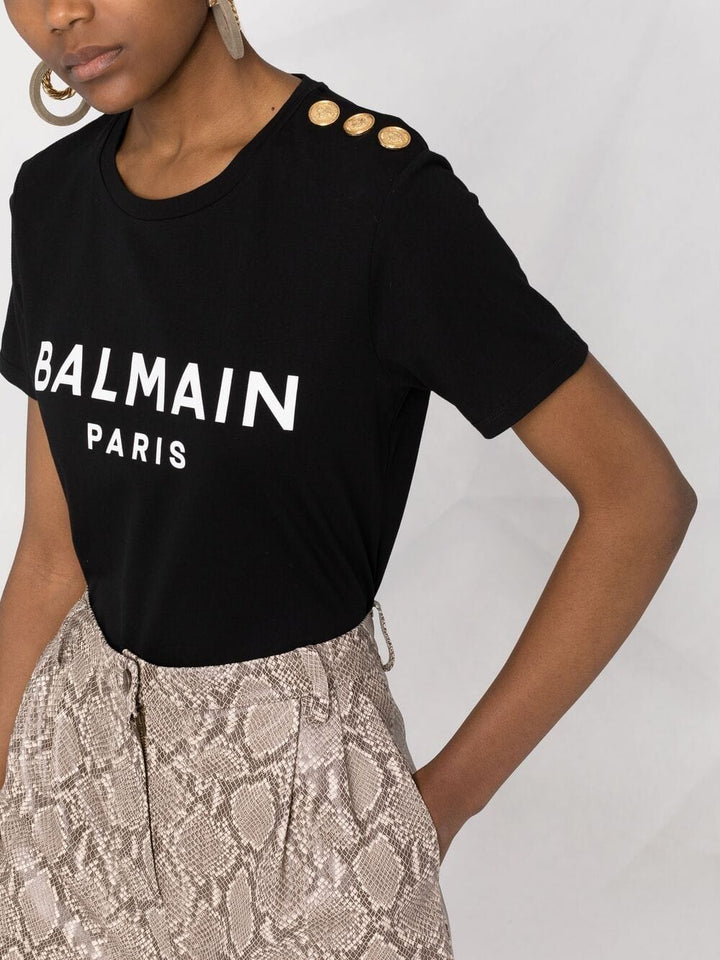 Balmain Topwear XS Balmain Cotton T-shirt Balmain Black Cotton T-shirt Brand