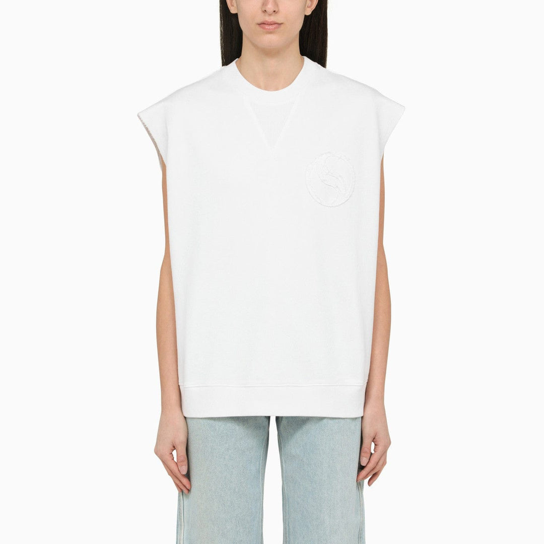Vests M Stella McCartney - White cotton over vest with logo Brand