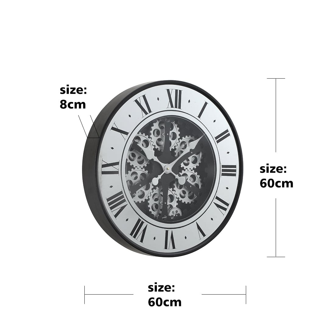 Chilli Wall Clock Incest Round French Mirrored Moving Cogs Wall Clock - Black w/Silver Brand