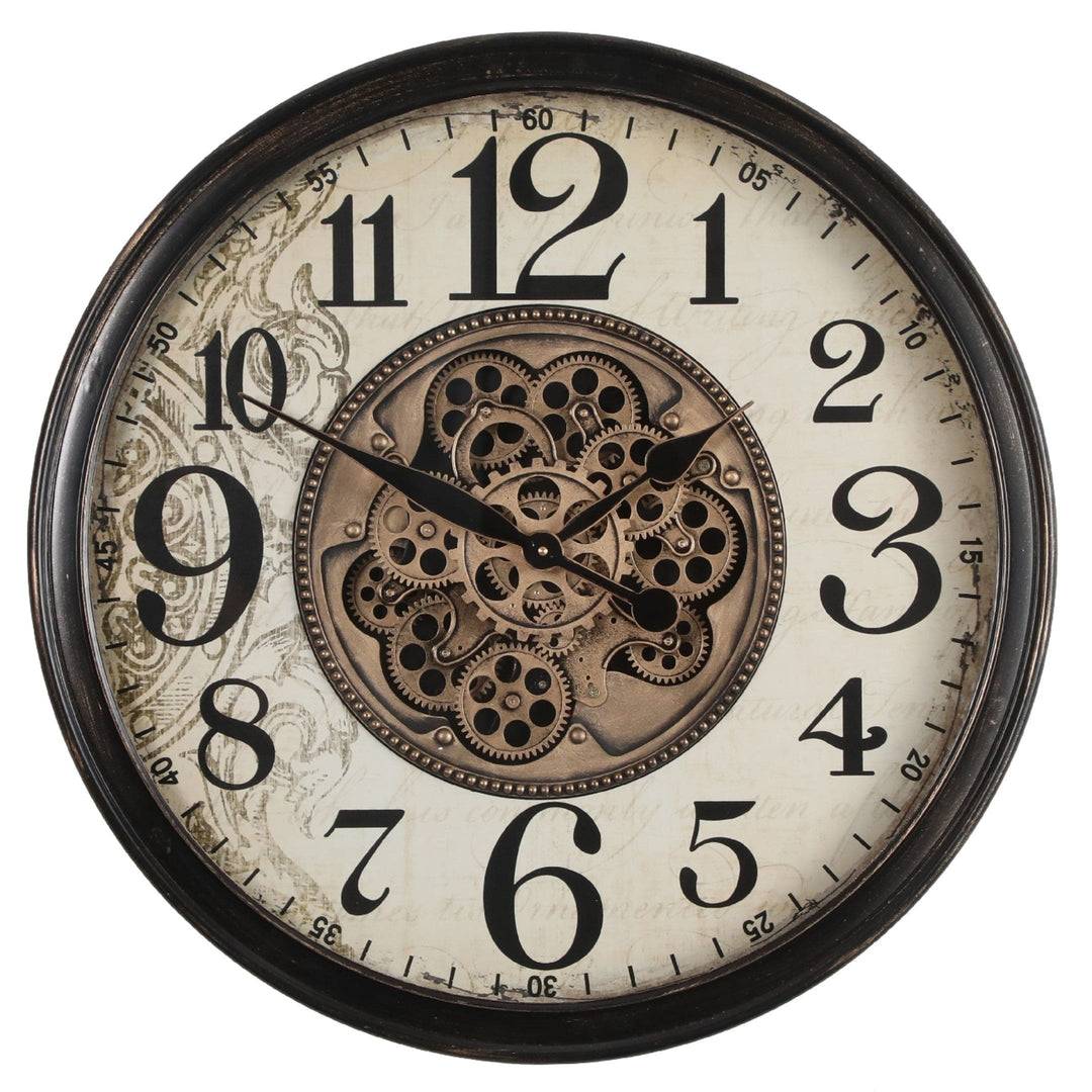 Chilli Wall Clock Robespierre Round Industrial Age Wall Clock Black w Natural Brand
