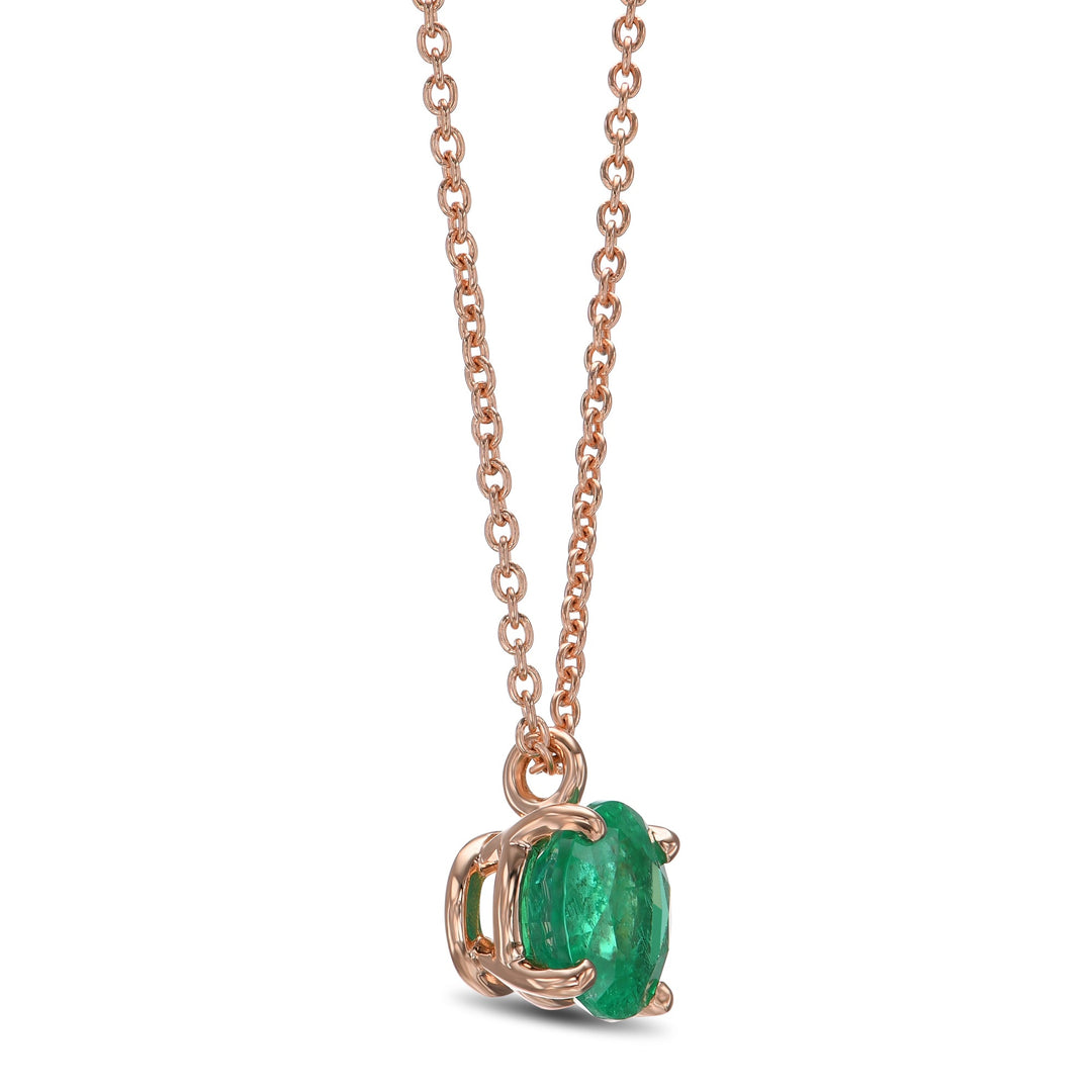 Leibish Round Emerald Solitaire Pendant